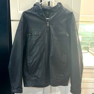 Calvin Klein leather, Jersey hooded coat